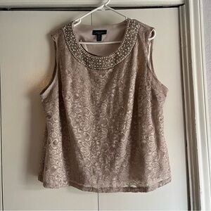 Beige with Gold tones in the Shirt and Jacket, Beige colored pants